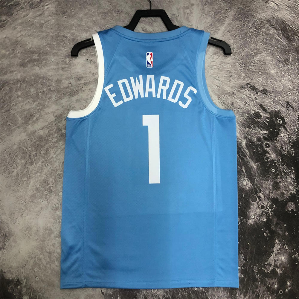 NBA Minnesota Timberwolves V-Neck Minnesota Timberwolves V-Neck White Jersey EDWA Jersey EDWARDS#1 S-XXL