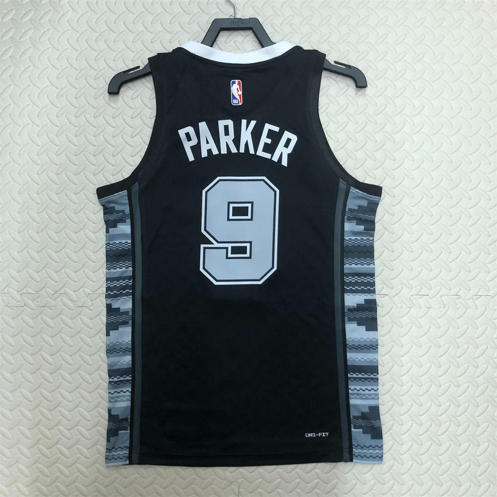 NBA San Antonio Spurs V-Neck Black jersey PARKER#9 S-XXL