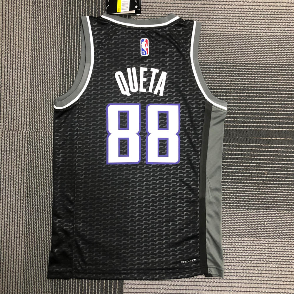 NBA Scaramento Kings V-Neck Black jersey QUETA#88 S-XXL