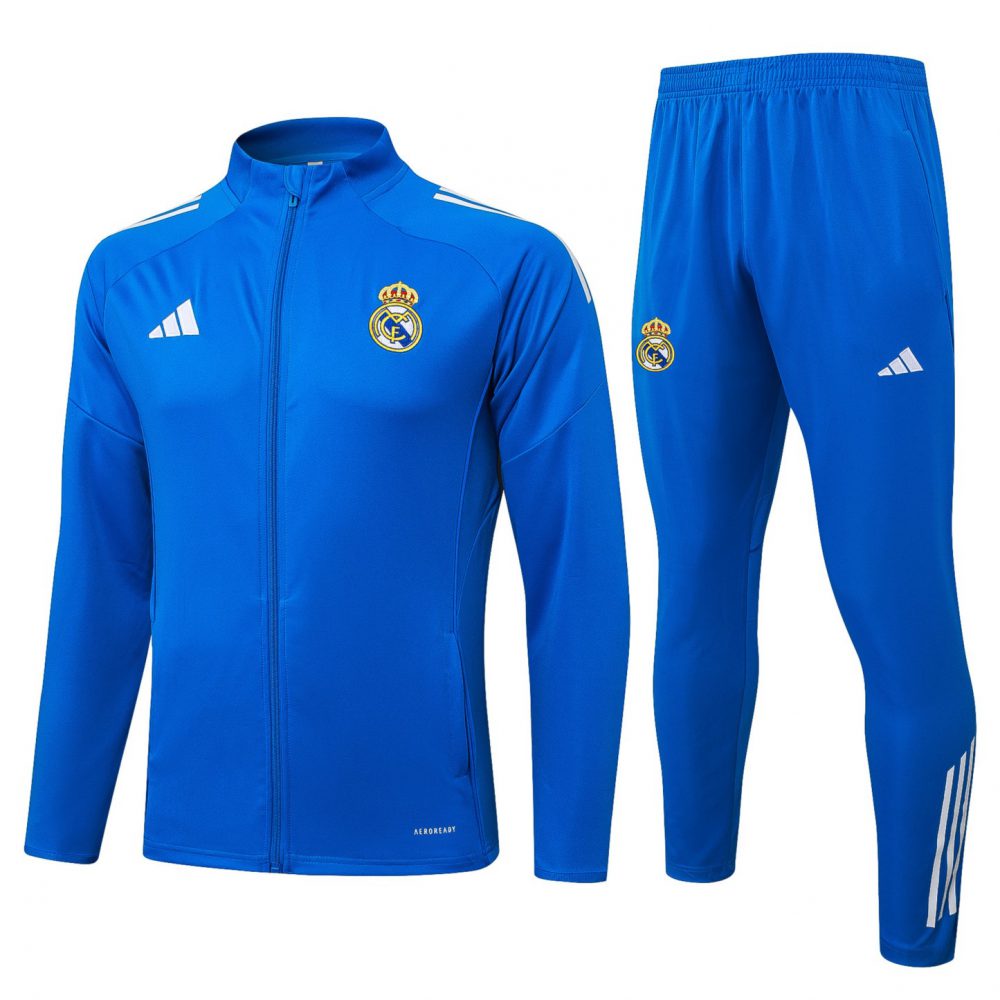 2025/26 Real Madrid lake blue Jacket Training Suit Set Football Team Shirt Sports Fashion
