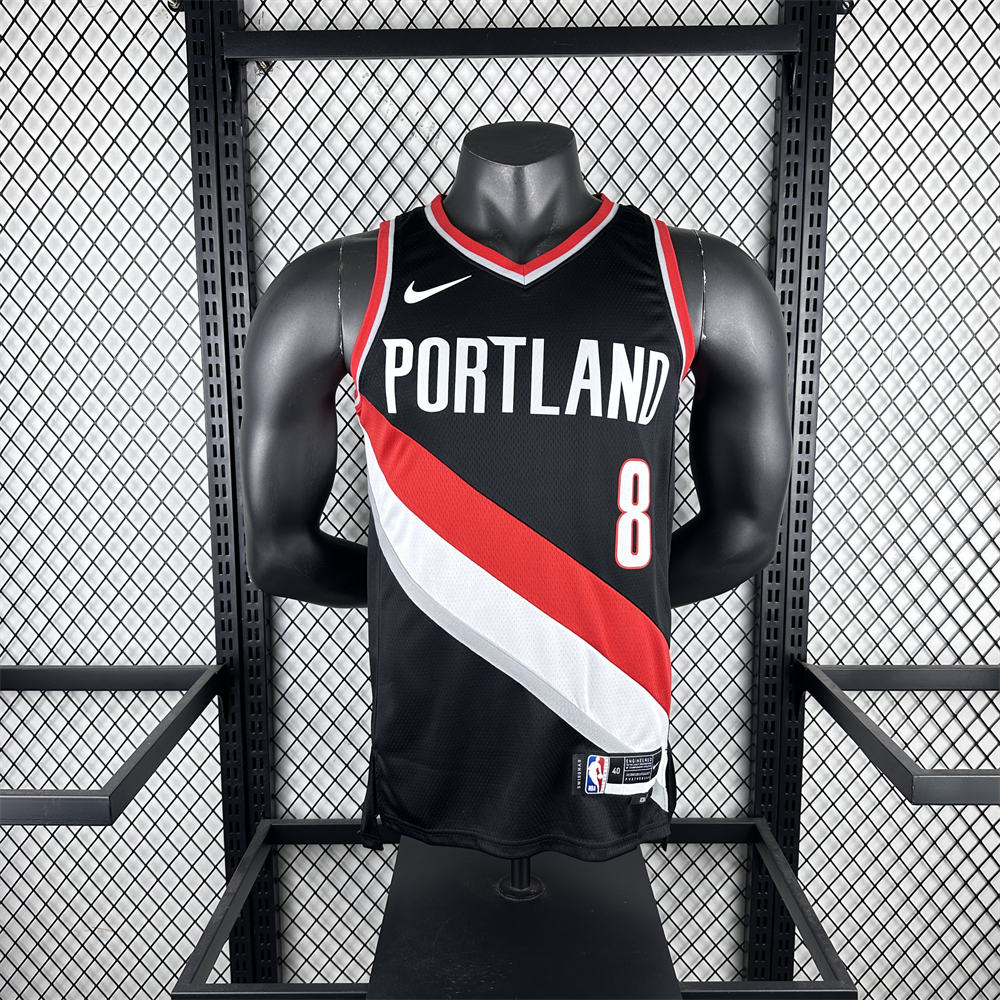 NBA Portland Trail Blazers 2023 V-Neck Black jersey AVDIJA#8 S-XXL