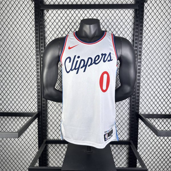 NBA Los Angeles Clippers 24/25 Round Neck White Jersey WESTBROOK#0 S-XXL