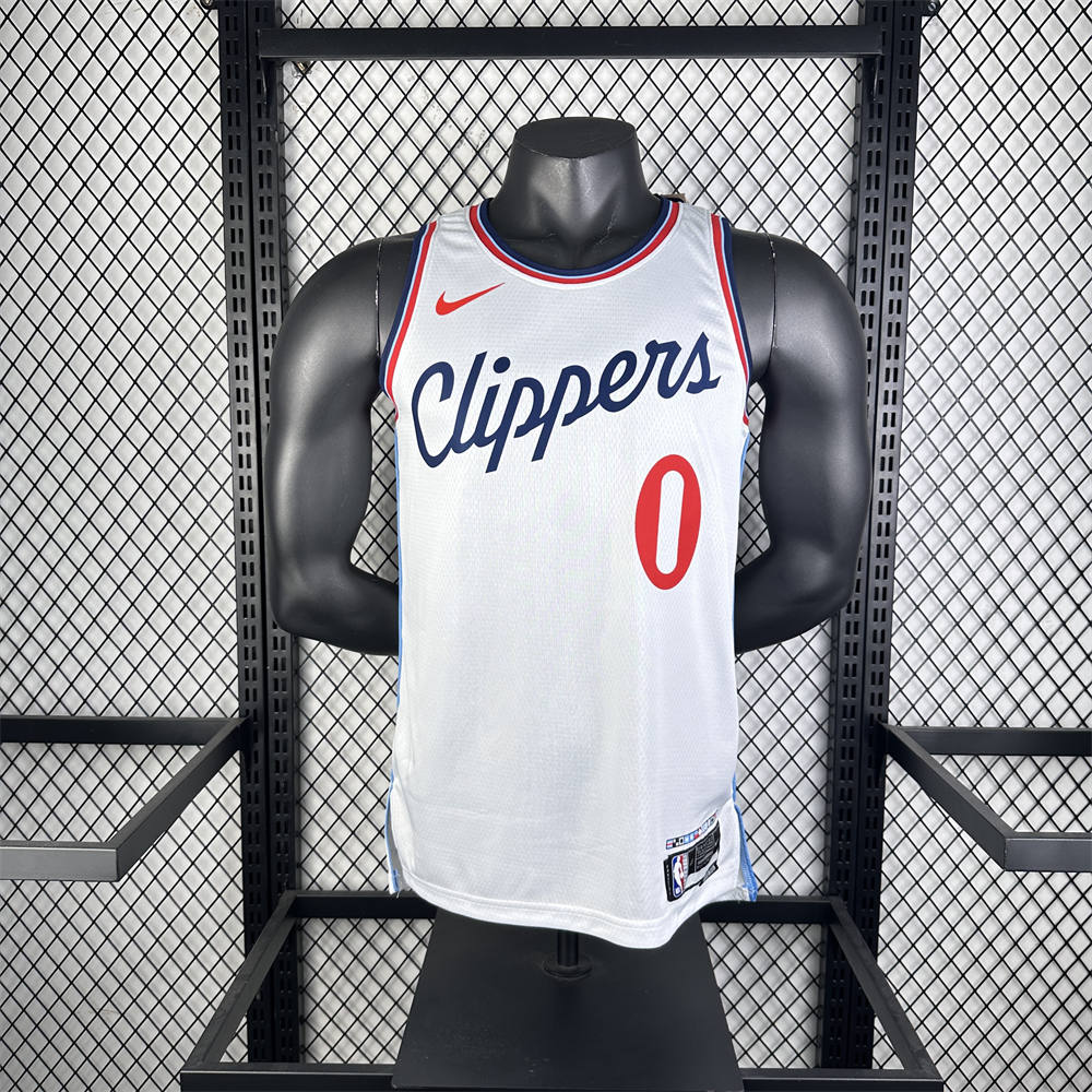 NBA Los Angeles Clippers 24/25 Round Neck White Jersey WESTBROOK#0 S-XXL
