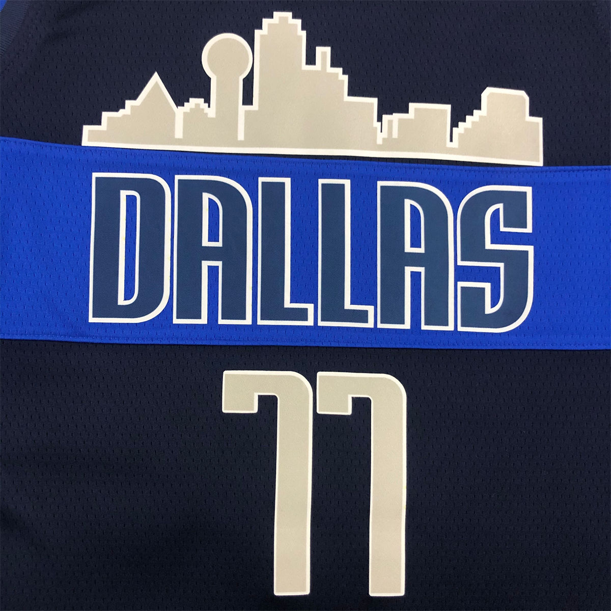 NBA Dallas Mavericks V Neck Snow Mountain Royal Blue Jersey DONCIC#77 S-XXL
