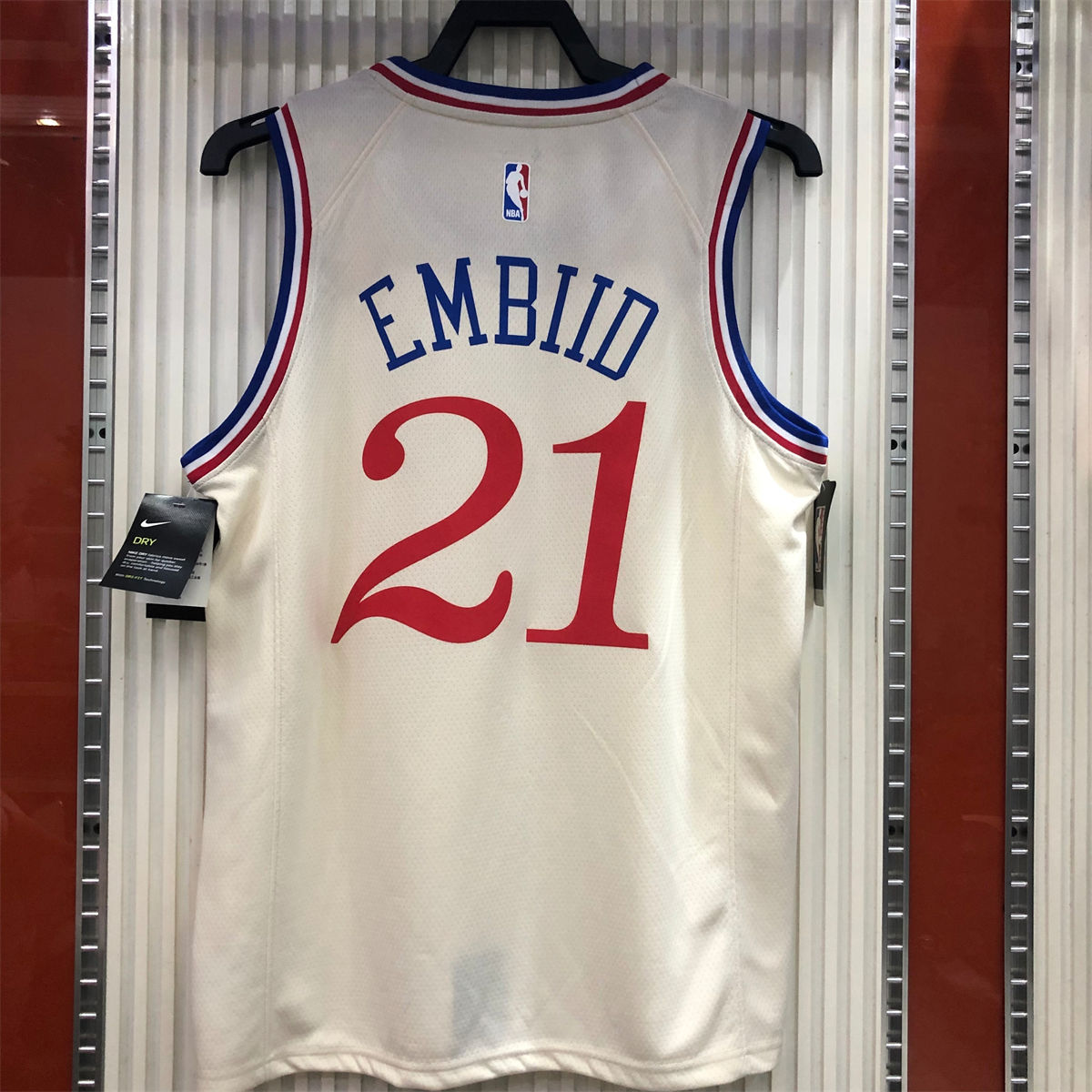 NBA Philadelphia 76ers Round neck White Jersey EMBIID#21 S-XXL