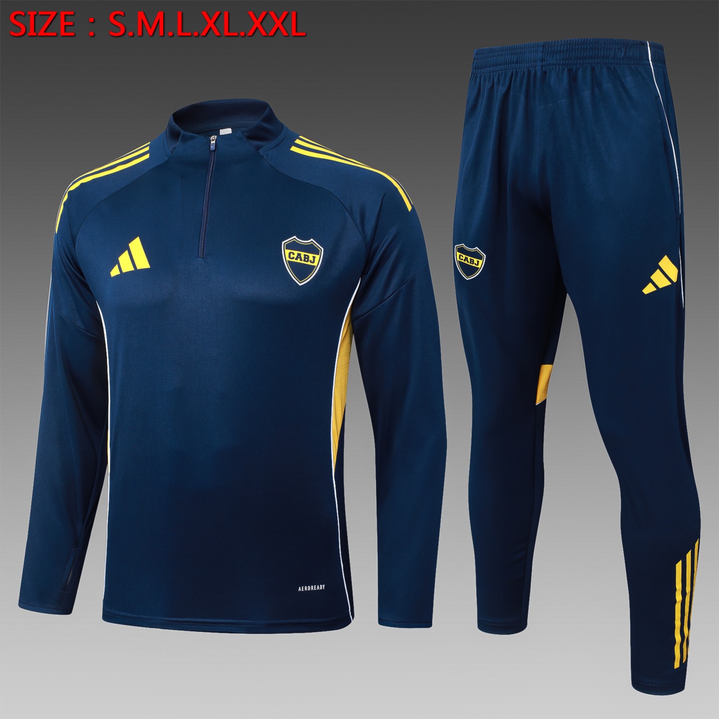 202526 Boca royal blue Long-sleeved half-pull training kit Football team kit