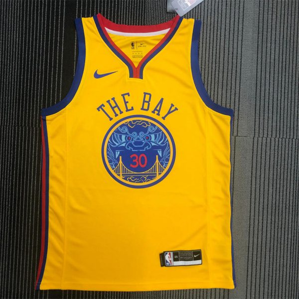 NBA Golden State Warriors V-Neck Yellow Jersey CURRY#30 S-XXL