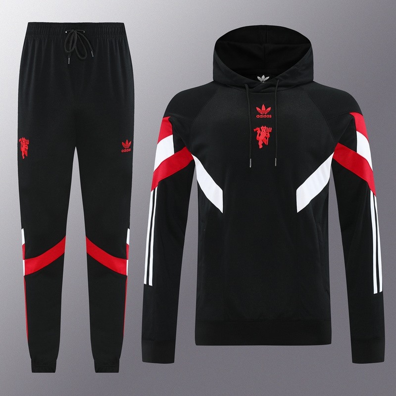 2024 Manchester United Black Hoodie Jacket Kit Set Football Team Shirt Sports Fashion