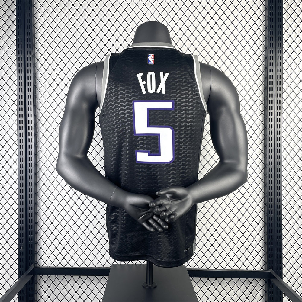 NBA Scaramento Kings V-Neck Black jersey FOX#5 S-XXL