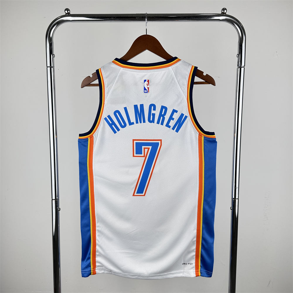 NBA Oklahoma City Thunder V-Neck White Jersey HOLMGREN#7 S-XXL