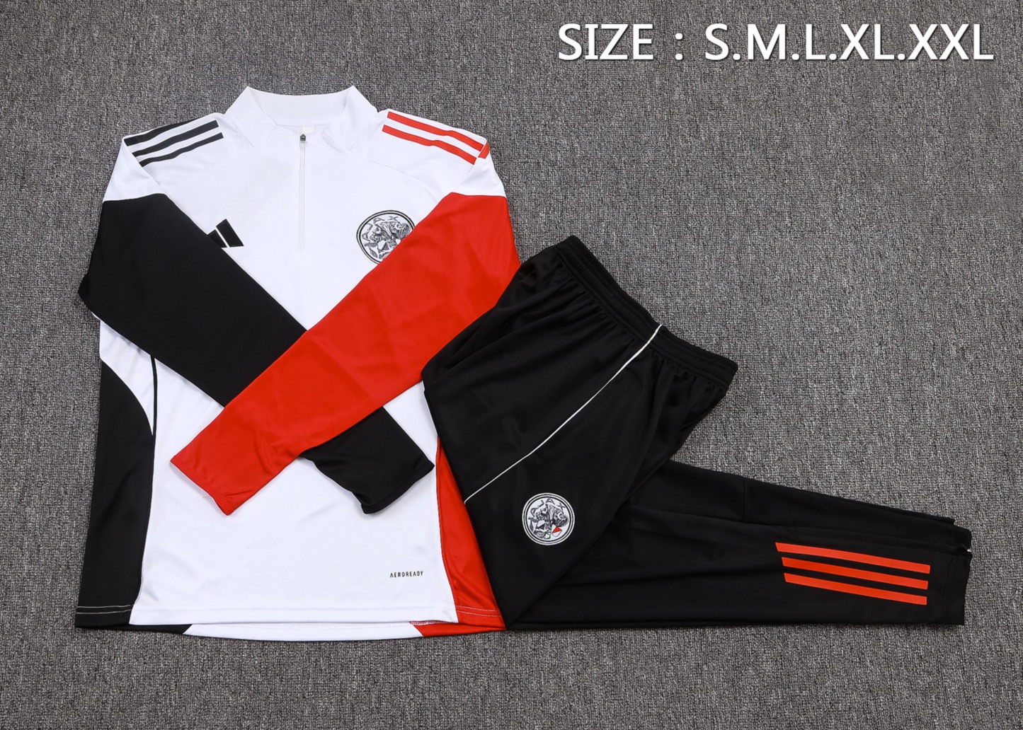 202526 Ajax white-black Long-sleeved half-pull training kit Football team kit