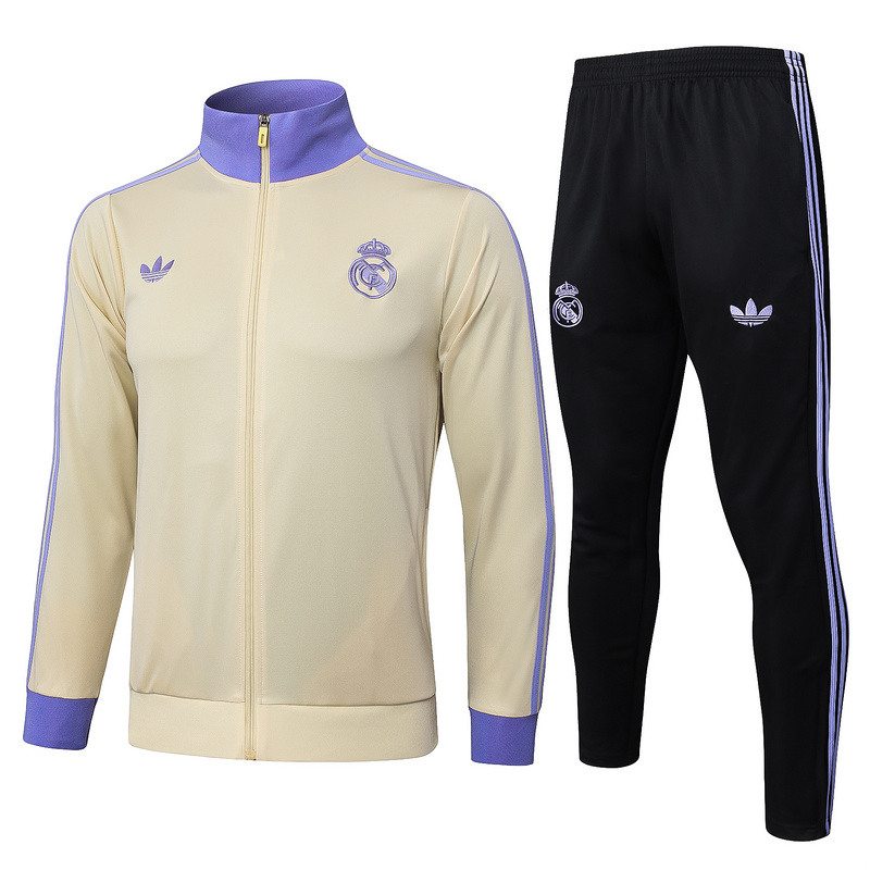 2024/25 Real Madrid Apricot Jacket Training Suit Set Football Team Shirt Sports Fashion