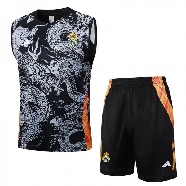 24/25 Real Madrid Black Training Set Shirt and Shorts