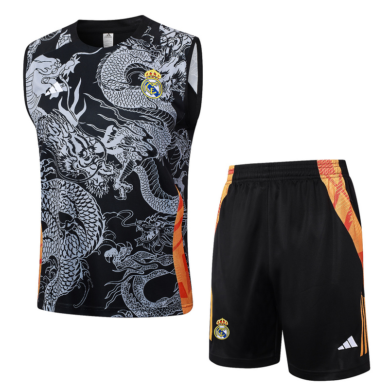 24/25 Real Madrid Black Training Set Shirt and Shorts