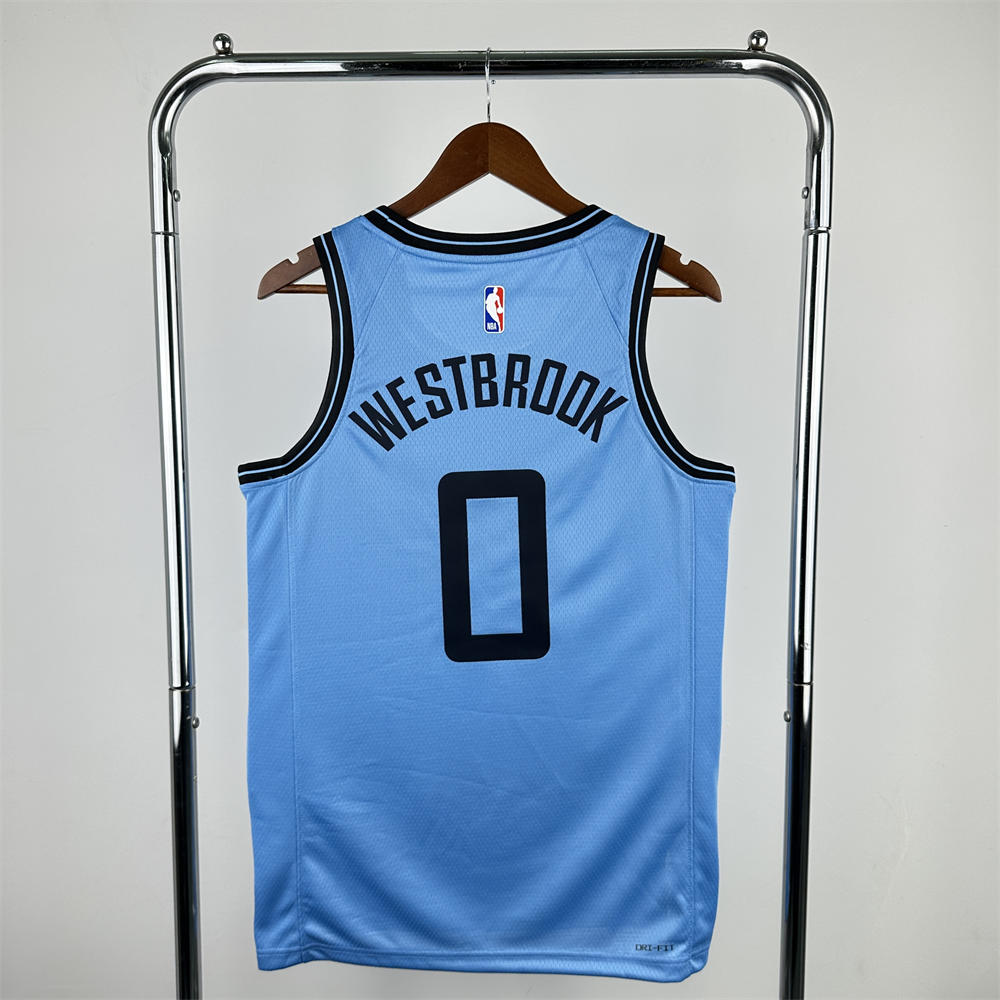 NBA Los Angeles Clippers 24/25 City Edition Round Neck Blue Jersey WESTBROOK#0 S-XXL