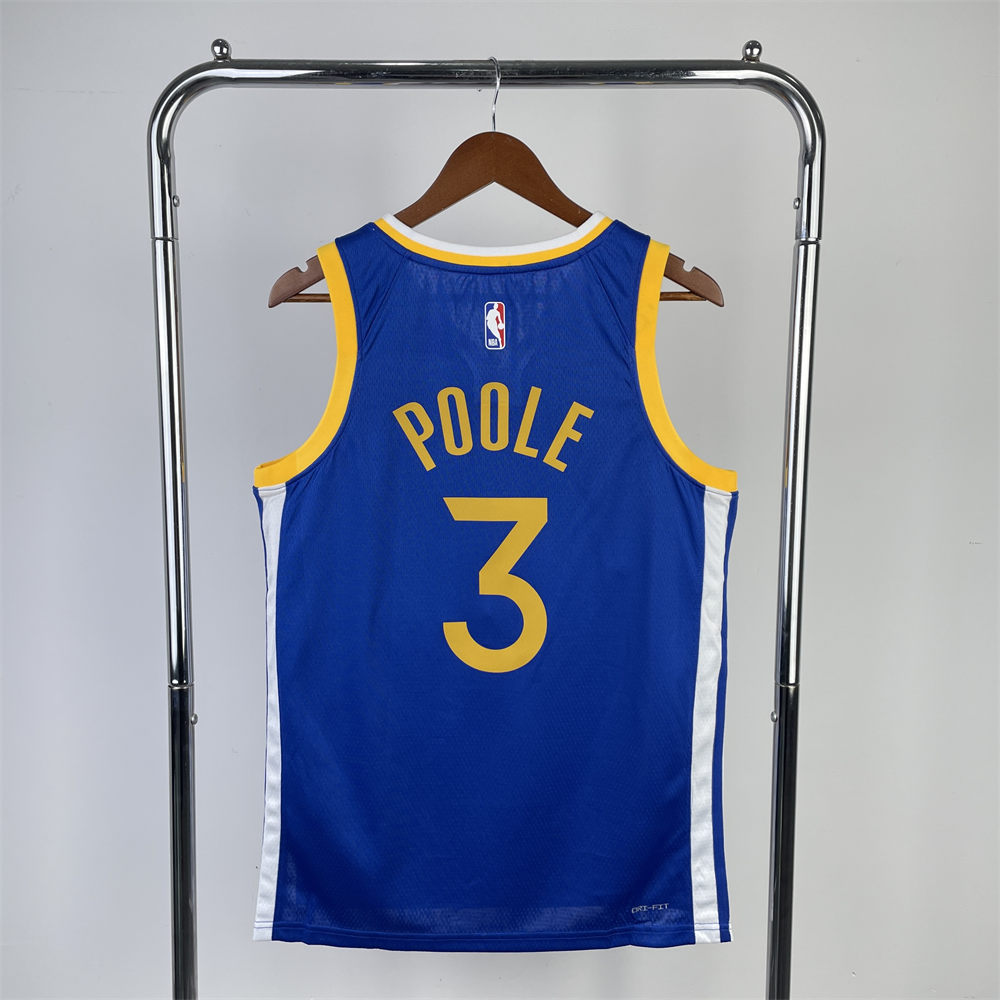 NBA Golden State Warriors 2023 V-Neck Blue Jersey POOLE#3 S-XXL