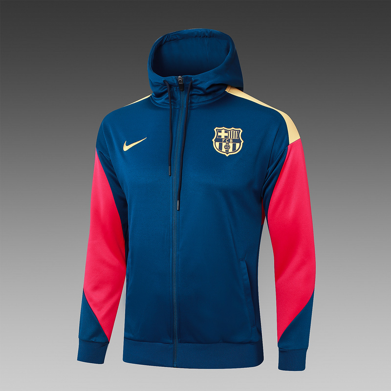 2024/25 Barcelona Blue Hoodie Jacket Kit Set Football Team Shirt Sports Fashion