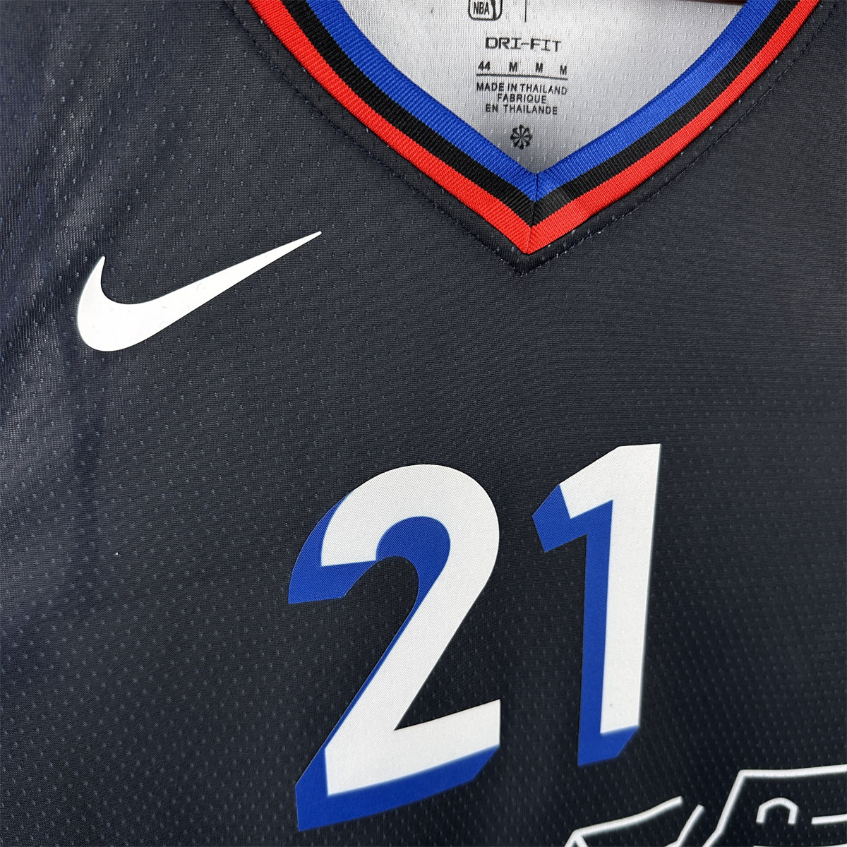 NBA Philadelphia 76ers 2021 V-Neck City Edition Black Jersey EMBIID#21 S-XXL