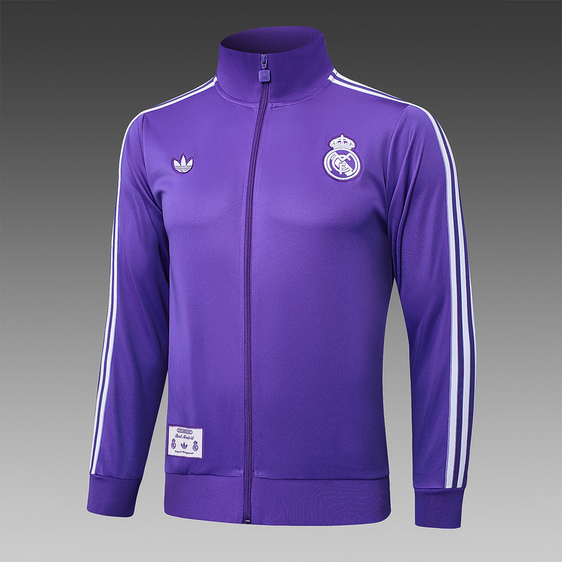 2024/25 Real Madrid Purple Jacket Training Suit Set Football Team Shirt Sports Fashion