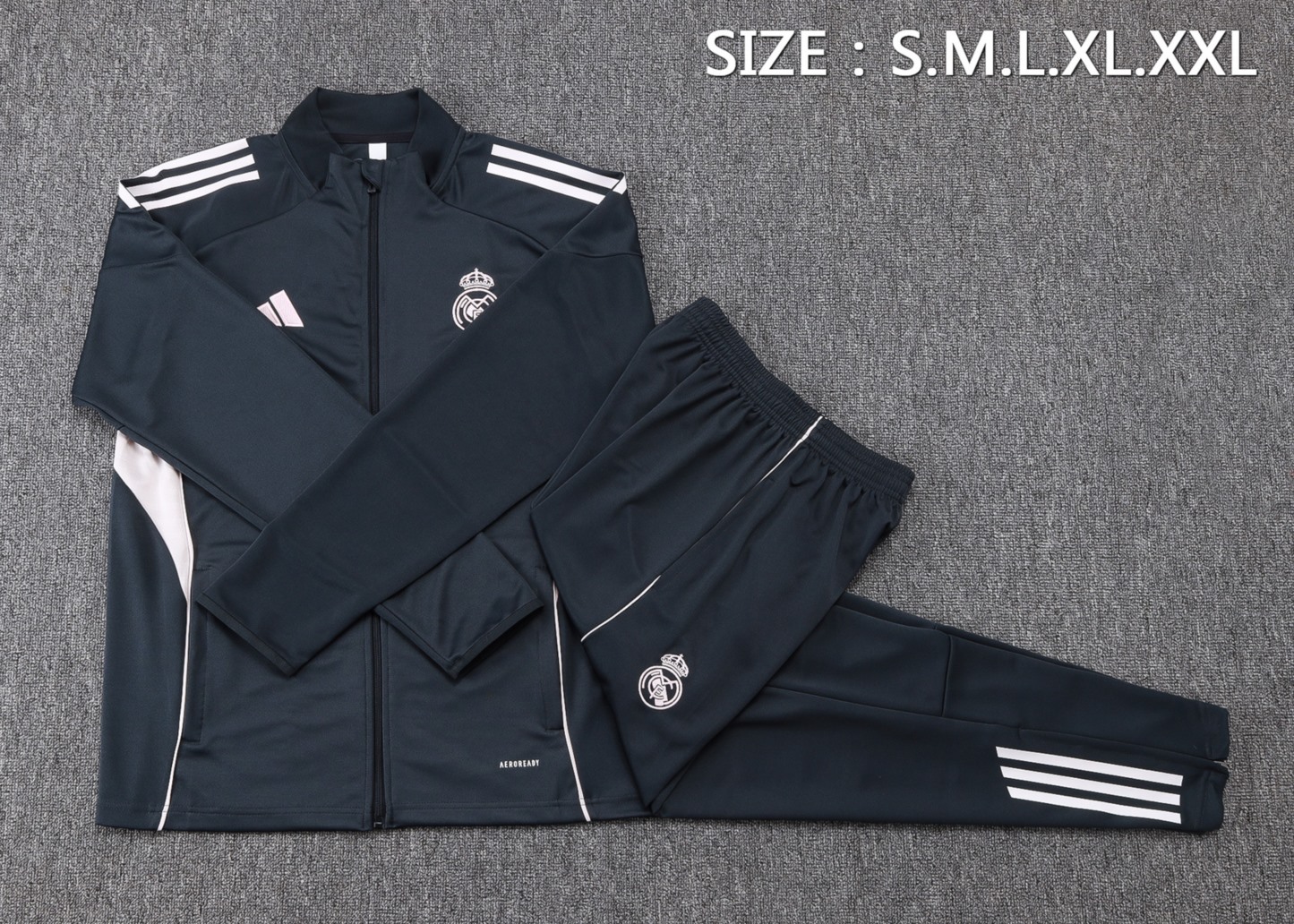 2025/26 Real Madrid dark gray Jacket Training Suit Set Football Team Shirt Sports Fashion