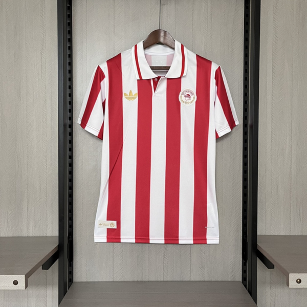 2025/26 Olympiacos 100th Anniversary Edition Red and White Jersey Fan Version