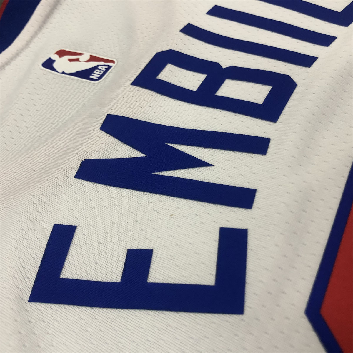 NBA Philadelphia 76ers Round Neck White Jersey EMBIID#21 S-XXL