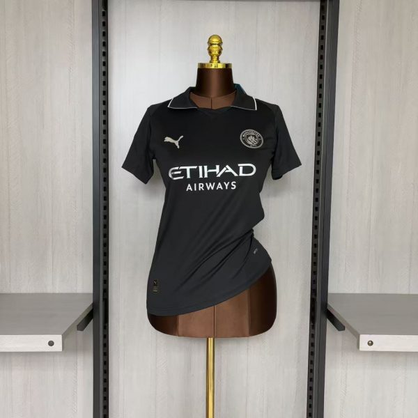Women's 2025/26 Manchester City Away Black Jersey Fan Version