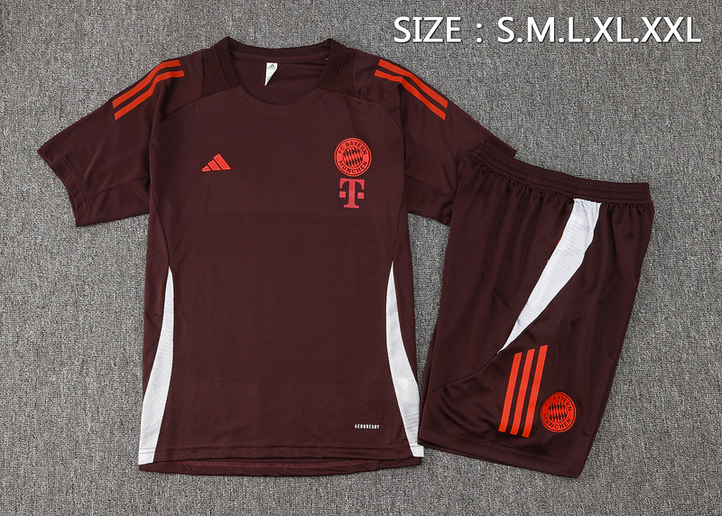 24/25 Bayern Munich Red Brown Training Set Shirt and Shorts