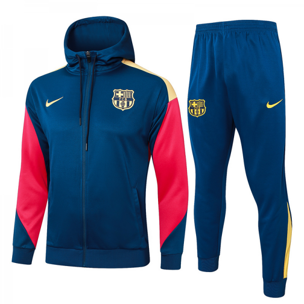 2024/25 Barcelona Blue Hoodie Jacket Kit Set Football Team Shirt Sports Fashion