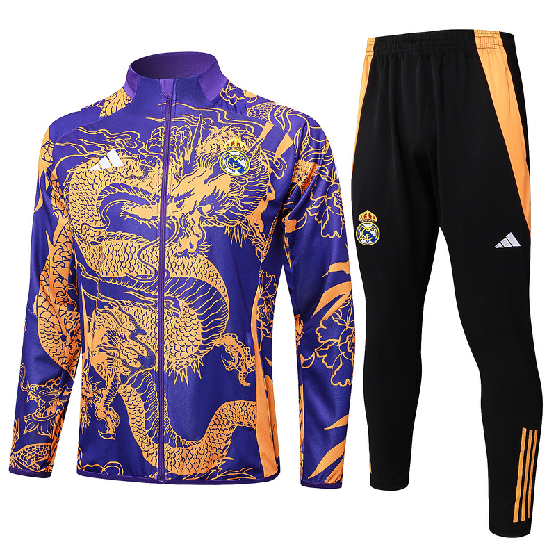 2024/25 Real Madrid Purple Jacket Training Suit Set Football Team Shirt Sports Fashion