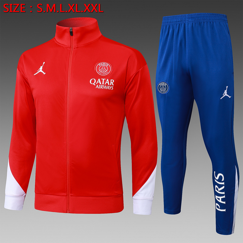 2024/25 Paris Red Jacket Training Suit Set Football Team Shirt Sports Fashion