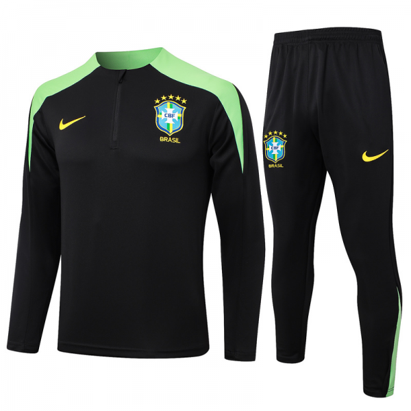 24/25 Brazil Black Long-sleeved half-pull training kit Football team kit