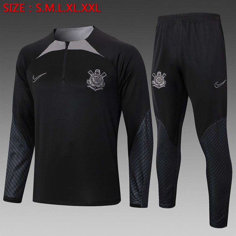 24/25 Corinthians Black Long-sleeved half-pull training kit Football team kit