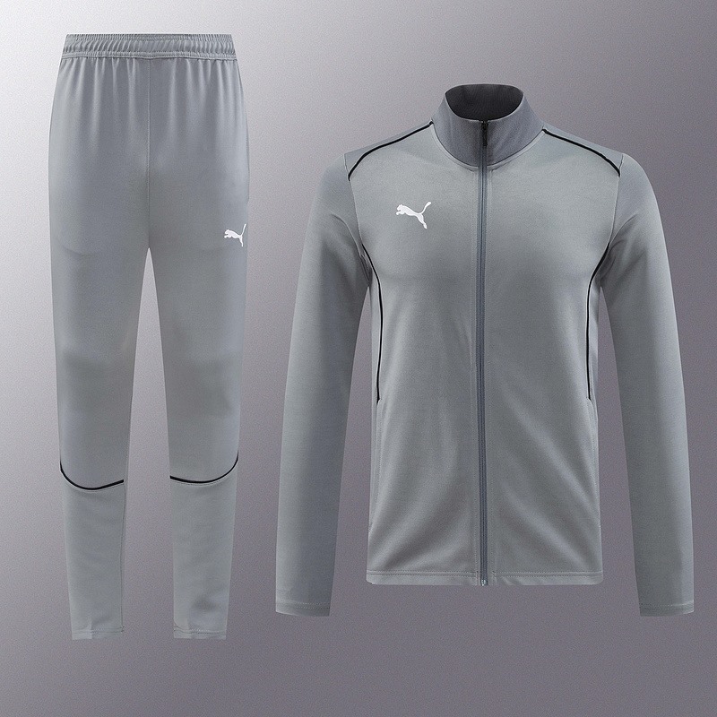 2024 Puma Grey Jacket Training Suit Set Football Team Shirt Sports Fashion