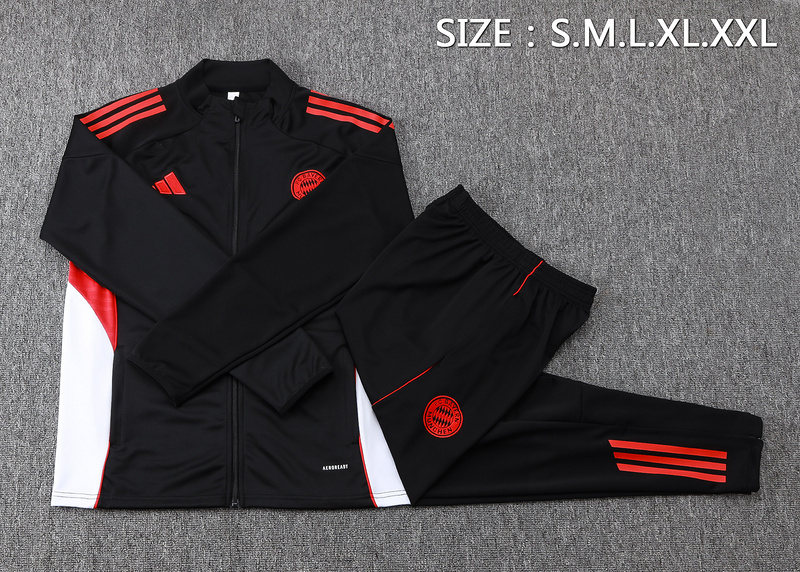 2025/26 Bayern Munich Black Jacket Training Suit Set Football Team Shirt Sports Fashion