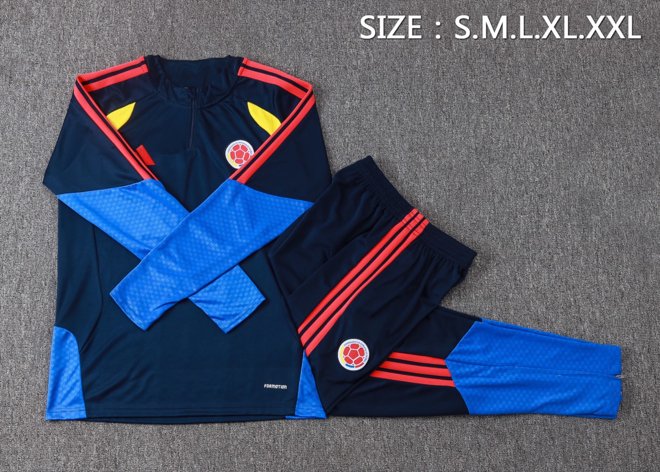 2026 Colombia Royal blue Long-sleeved half-pull training kit