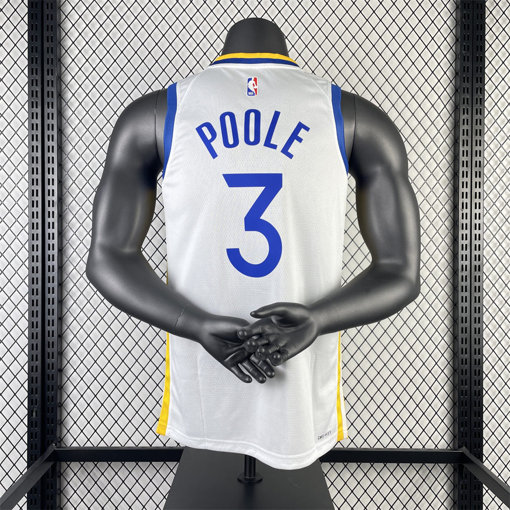 NBA Golden State Warriors 2023 V-Neck White Jersey POOLE#3 S-XXL