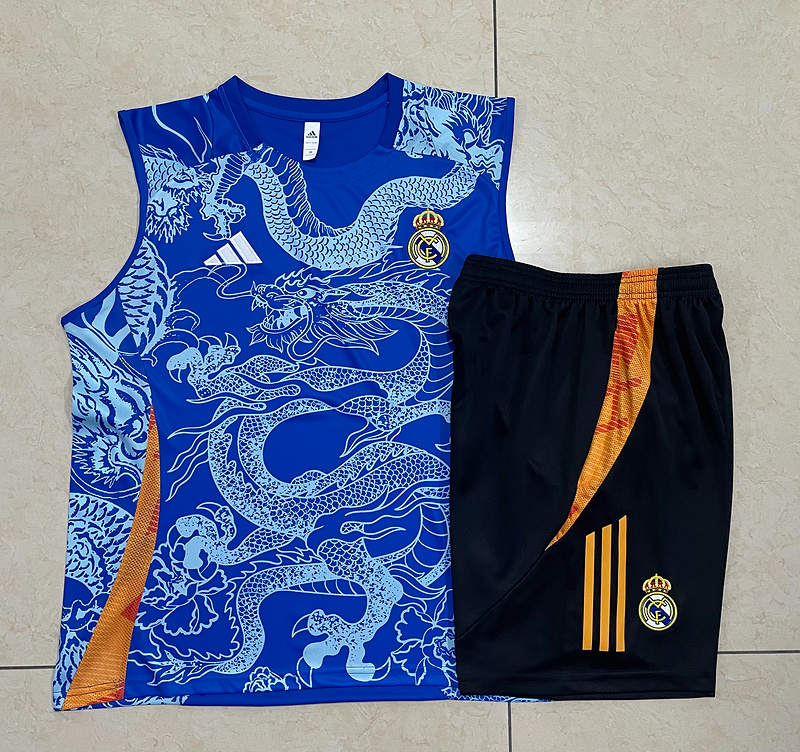 24/25 Real Madrid Colorful Blue Training Set Shirt and Shorts