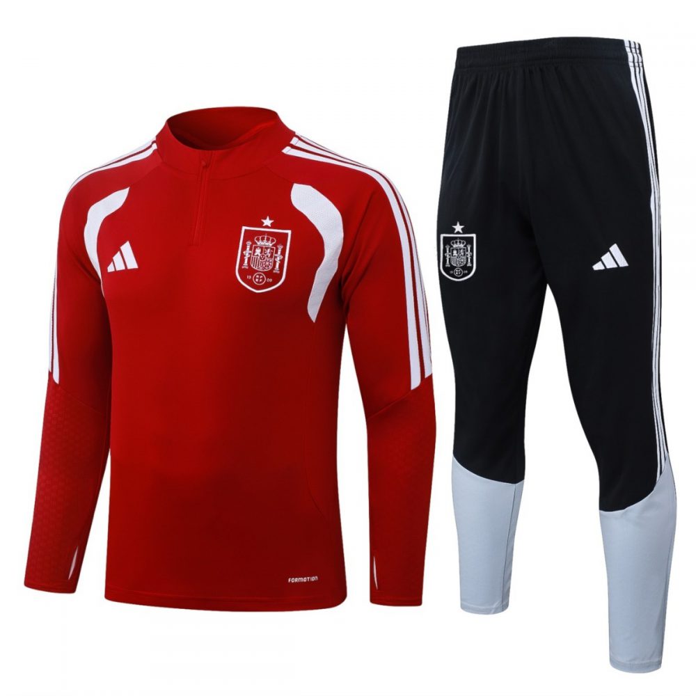 2026 Spain Red Long-sleeved half-pull training kit