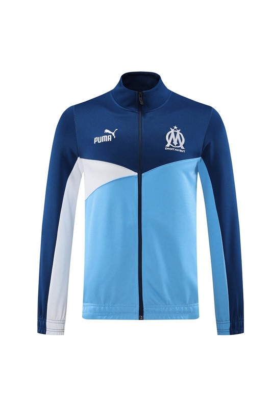 2024 Olympique Marseille Blue Jacket Training Suit Set Football Team Shirt Sports Fashion