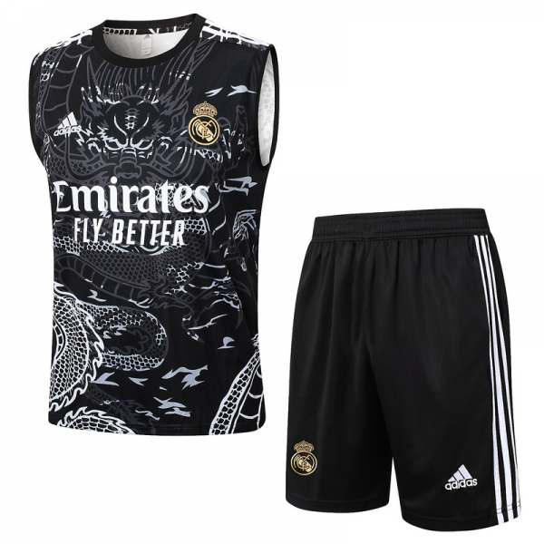 24/25 Real Madrid Black Training Set Shirt and Shorts