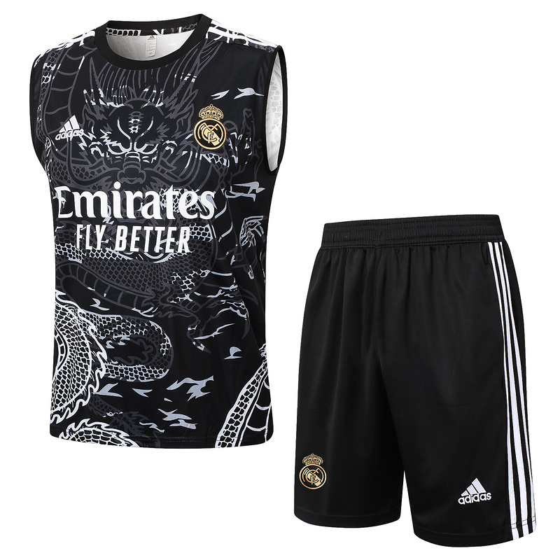 24/25 Real Madrid Black Training Set Shirt and Shorts