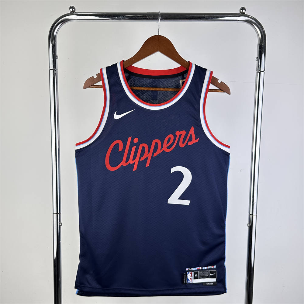 NBA Los Angeles Clippers 24/25 Round Neck dark blue Jersey LEONARD#2 S-XXL