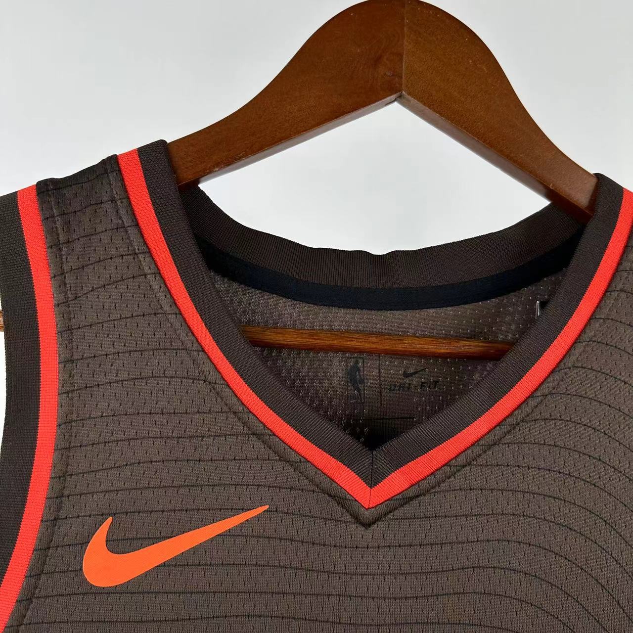 NBA Portland Trail Blazers 2021 V-Neck City Edition Black Jersey YANG#16 S-XXL