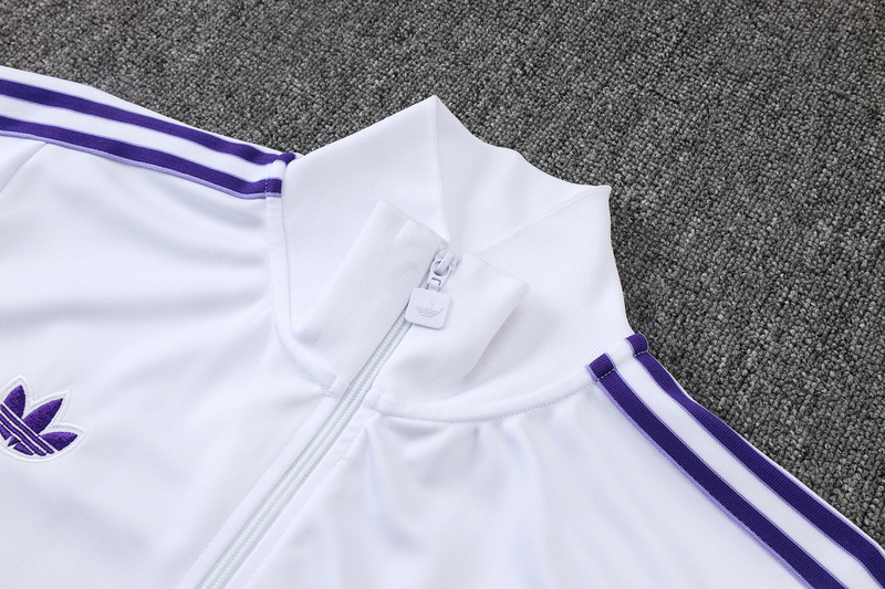 2025/26 Real Madrid White Jacket Training Suit Set Football Team Shirt Sports Fashion