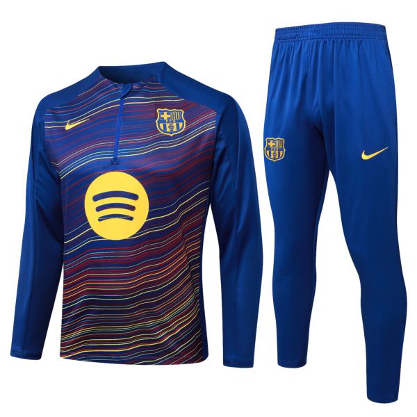 202526 Barcelona Colorful Blue Long-sleeved half-pull training kit Football team kit