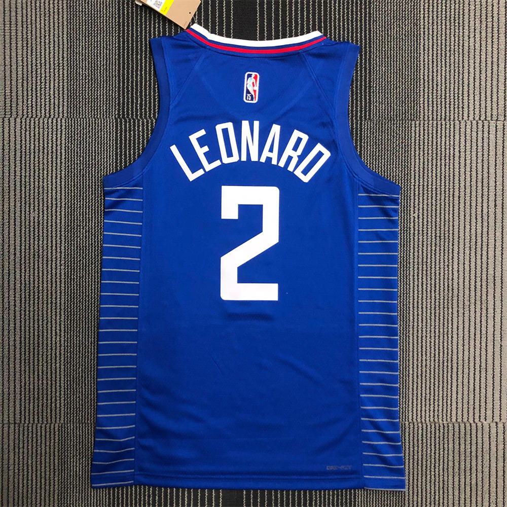 NBA Los Angeles Clippers V-Neck Blue 75th Anniversary Jersey LEONARD#2 S-XXL
