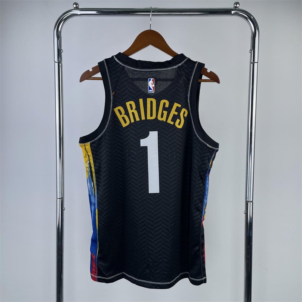 NBA Brooklyn Nets V-Neck Black Jersey BRIDGES#1 S-XXL