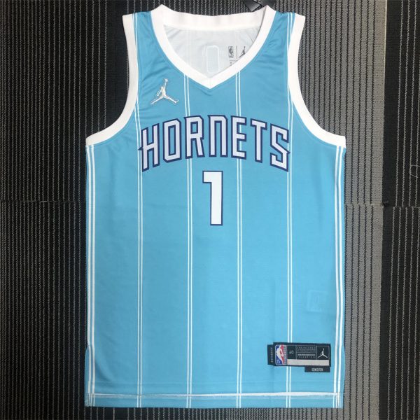 NBA Charlotte Hornets V-Neck 75th Anniversary Jersey BALL#1 S-XXL