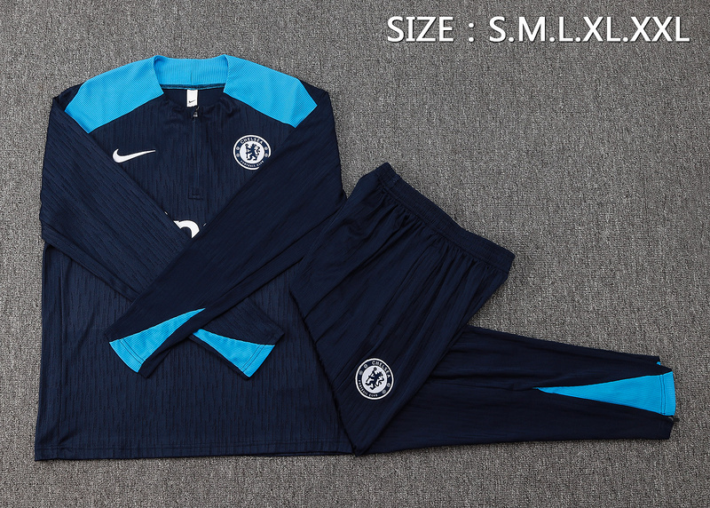 24/25 Chelsea Royal blue Long-sleeved half-pull training kit Football team kit